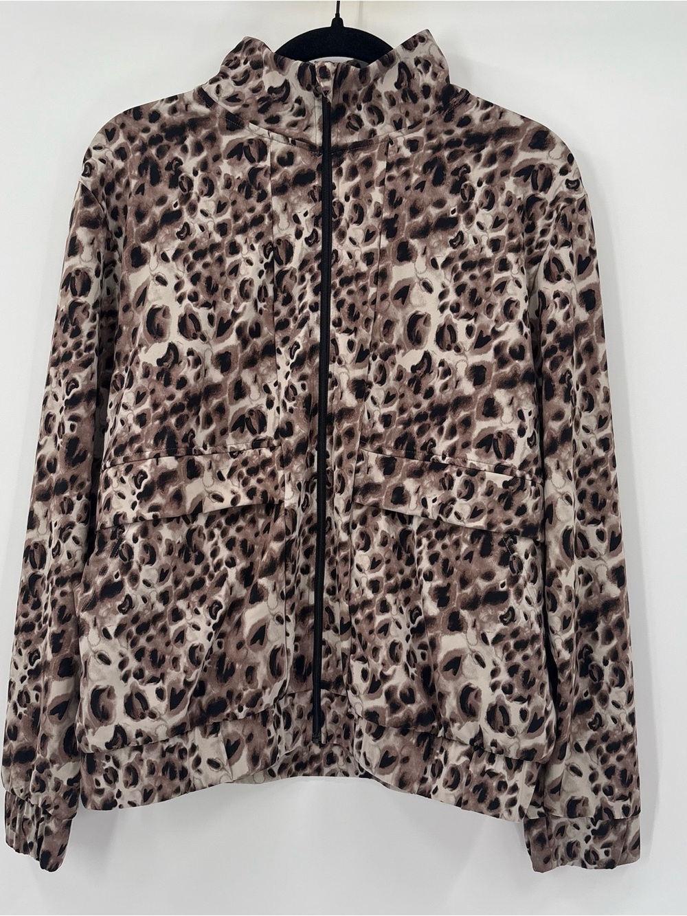 Leopard Print Zip Jacket - Brown/Black